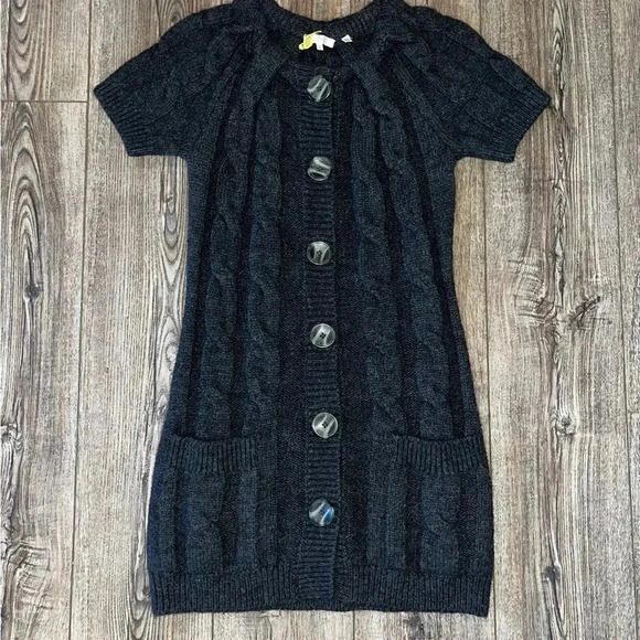 Vince small chunky alpaca button up sweater dress boho chic academia - Picture 3 of 5